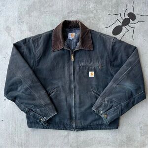 Carhartt Men's Dark Gray Jacket with Brown Collar